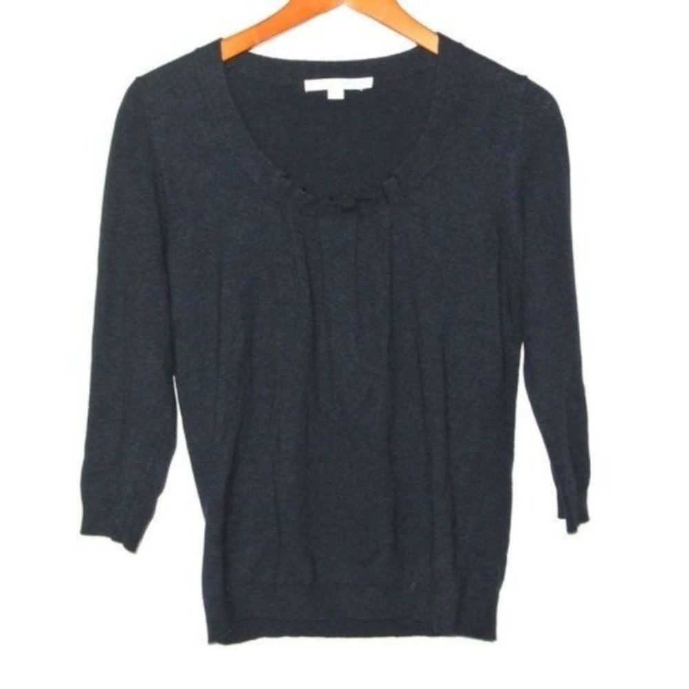 Boden Blue Pleated Scoop Neck Sweater 8‎ Cashmere Blend